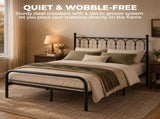 Metal Platform Bed Frame, Classic Iron Art Headboard & Footboard, Stable & Noiseless, 11.9 Inch 08234839