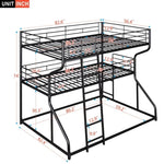 ZUN Full XL over Twin XL over Queen Size Triple Bunk Bed with Long and Short Ladder,Black 50005798