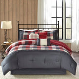 7 Piece Herringbone Comforter Set Red King B03597006