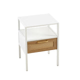 15.75" Rattan End table with drawer, Modern nightstand, metal legs,side table for living room, W1265121753