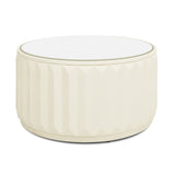 ZUN Facino 35.5" Round Storage Coffee Table, White Lacquer Birchwood B2719P238494