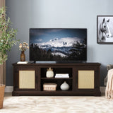 Farmhouse Rattan TV Stand Console Table for TVs up to 70 Inches, TV Console Table with 2 Storage W1758P178931