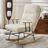 ZUN Modern Teddy Gliding Rocking Chair with High Back, Retractable Footrest, and Adjustable Back Angle W2012137612