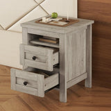 ZUN 2-Drawer Farmhouse Wooden Nightstand Well-proportioned Design and Sleek Lines, Wood Side Table WF317945AAG