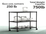 3-Tier Shelving Storage Shelves,Steel Organizer Wire Rack with Wheels,Adjustable Storage Units,23" W 45796975