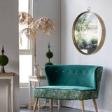 30"x34" Gold Round Mirror, Circle Mirror with Iron Frame for Living Room Bedroom Vanity Entryway W2078126763