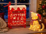 3.2FT Dog & Mailbox with 140 Warm White Wire Lights, Red Fabric Christmas Decor, US Plug 46031520