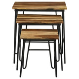 Natural and Black 3-Piece Nesting Table with Hairpin Legs B062P153893
