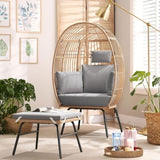 Outdoor Garden Wicker Egg And Footstool Patio Chaise, With Cushions, Outdoor Indoor Basket W2337P151815