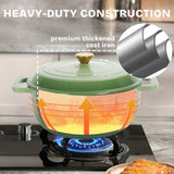 Cast iron 5QT cooking pot - Gradient green - includes two silicone gloves - Enamel pot 72386138