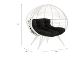 Galzed Black Fabric & White Wicker Patio Lounge Chair B2726P338653