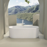 67" Freestanding Solid Surface Bathtub, Luxury Engineered Stone Resin Freestanding Soaking Bathtub W157378890