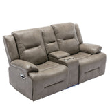 2 Seater Home Theater Recliner Manual Recliner Chair with a LED Light Strip Two Cup Holders and a WF323622AAE