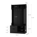 Hall Tree with 6 Hooks,Coat Hanger, Entryway Bench, Storage Bench,for Entrance, Hallwa,black W1321P190220