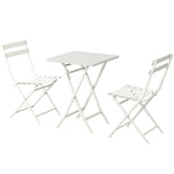 ZUN 3 Piece Patio Bistro Set of Foldable Square Table and Chairs, White W1586P143181