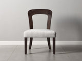 Dining Chairs Set of 2, Upholstered Kitchen Side Chairs with Gray Fabric Seating Dark Brown Solid N779P236958E