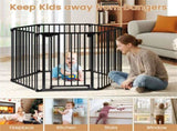 6-Panel Expandable Safety Gate , 270&deg Rotatable Baby/Pet Barrier for Fireplace Stairway 75664819