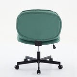 ZUN Armless-Office Desk Chair with Wheels: PU Leather Cross Legged Wide Chair,Comfortable Adjustable 62866664