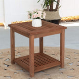 ZUN Square Wood Side Table Carbonized Color 03835542