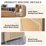 ZUN Modern minimalist storage cabinet MDF bed top cabinet Japanese rattan shoe cabinet, small home 59844581