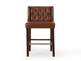 30.5 Inch Seat Height Bar Stool, Light Brown PU Upholstery with Back & Metal Footrest, Counter Stool 70678.00PUCOGN