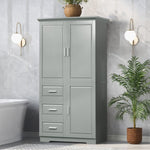 ZUN Tall and Wide Storage Cabinet with Doors for Bathroom/Office, Three Drawers, Grey WF299285AAG