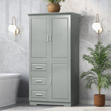 ZUN Tall and Wide Storage Cabinet with Doors for Bathroom/Office, Three Drawers, Grey WF299285AAG