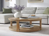 40inch Large Curved 2 Tier Traditional Round Circle Wooden Center Coffee Table,Rounded Table with W2582P308198