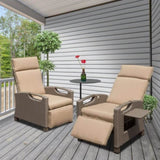 ZUN Outdoor Recliner Chair, Patio Recliner with Hand-Woven Wicker, Flip Table Push Back, Adjustable W1859P196426