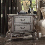 Solid Wood Nightstand with 2 Drawers in Vintage Bone White Finish B016P256472