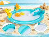 Kids Inflatable Marine Life Spray Pool with Slide & RingToss Game, PVC Outdoor Water Play Center 69496282