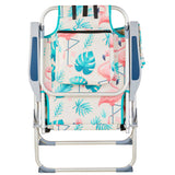 63*70*99cm Heightened Oxford Cloth Silver White Aluminum Tube Bearing 100kg Beach Chair Flamingo 01440155