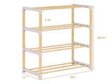 4-Tier Solid Pine Wood Shoe Rack Stackable Design 33LBS Per Shelf Ventilated Slatted Shelves 87836626