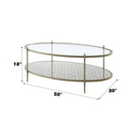 ZUN ACME Zaba Coffee Table, Glass Top & Champagne Finish LV02755