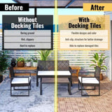 30 PCS Interlocking Deck Tiles Checker Pattern, 12" x 12" Square Yellow Acacia Hardwood Outdoor 48448953