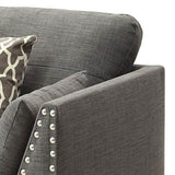 Light Charcoal Flared Arms Chair with Accent Pillows B062P182692