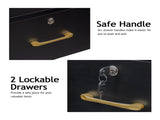 15cm E0 particleboard with hemp surface, two draws and three holes with lock, salon cabinet, black 80275386