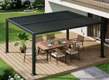 10' x 12'Pergola Modern Style with Adjustable Louvers for Outdoor Roof, Garden, Easy Assembly, 65073227
