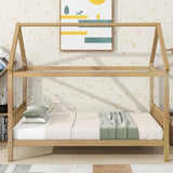 Twin House Bed with Headboard and Footboard, Twin Rubber Wood Bed with House Frame,White OAK W504P225961