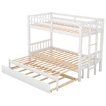 ZUN Twin over Pull-out Bunk Bed with Trundle, White 10828481