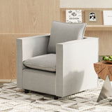 Decorative chair, comfortable gray single sofa chair, soft breathable seat cushion, soft cushion W1727P237735