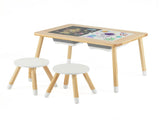 All-in-One Kids Activity Table and Chairs Set, Pine Wood Sensory Table with Foldable Storage Bins 83850785