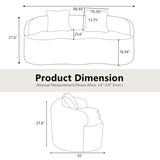 Grey Curved Loveseat Sofa with Round Armrest, Compression Couch with 2 Pillows, Cream Couch for W3612P332453