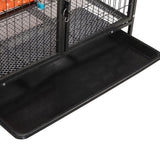 4-Story Pet Cage, Bunny Hutch with Ladder, Lockable Wheels and Removable Tray, Black and Orange W2181P153020