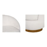 Shearling Sherpa Swivel Chair with Wood Base B035P262681