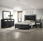 ZUN 1pc Luxury Glam Seven Drawer Dresser with Two-Toned Drawer Black Finish Shimmering Accents B011P234294