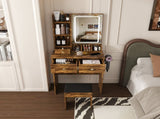 Modern small Vanity Desk ,featuring 3 modes of LED lighting with adjustable brightness, 3 drawers W509P465834