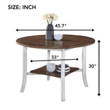 ZUN 45.7inch Round Dining Table With Shelf Height 30 inch Modern Farmhouse Retro Design W2537P211104