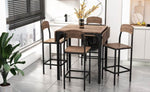 ZUN TOPMAX Farmhouse 5-piece Counter Height Drop Leaf Dining Table Set with Dining Chairs for 4,Black WF290233AAB