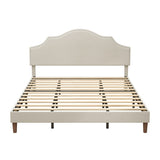 King Size Bed Frame Upholstered Platform Bed with Adjustable Headboard,Linen Fabric Padded,Modern W1716P280530